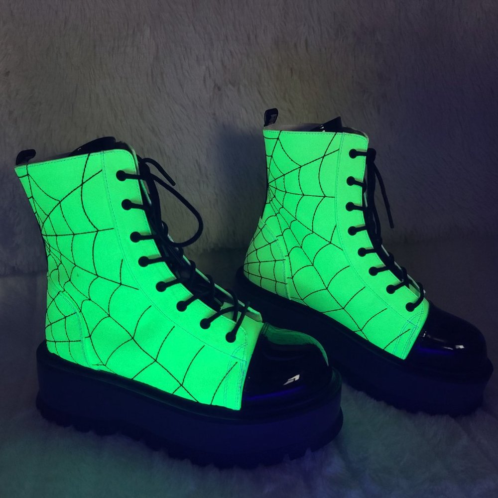 Demonia Glow In The Dark Ankle Boots 2" Platform - Picture 2 of 15